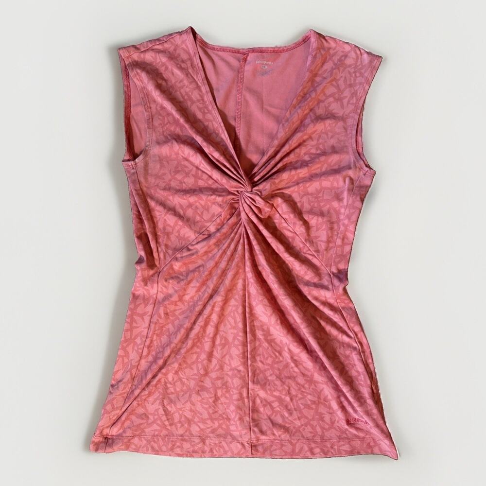 Patagonia Sz S Pink Twist Front Tank Top V Neck Hiking Yoga Outdoor Activewear